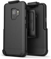 📱 encased galaxy s9 belt case - slimshield series: ultra thin protective grip cover with slim holster clip for samsung s9 (2018 release) - smooth black logo