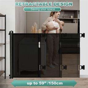img 2 attached to 🐶 JoyHi Retractable Baby Dog Gates - Extra Wide Safety for Kids, Pets, and Childproofing Hallways and Stairs