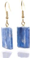 🔹 ayana natural blue kyanite healing crystal pendant earrings for women - gold plated setting, high vibration, throat chakra - handmade with ethically sourced raw natural pure brazilian gemstone logo