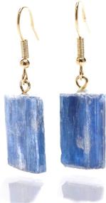 img 4 attached to 🔹 AYANA Natural Blue Kyanite Healing Crystal Pendant Earrings for Women - Gold Plated Setting, High Vibration, Throat Chakra - Handmade with Ethically Sourced Raw Natural Pure Brazilian Gemstone