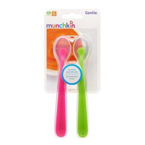 img 2 attached to 🍼 Gentle Silicone Spoon for Babies - Pink/Green
