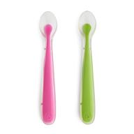 🍼 gentle silicone spoon for babies - pink/green logo