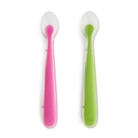 img 3 attached to 🍼 Gentle Silicone Spoon for Babies - Pink/Green