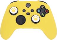 🎮 mxrc silicone rubber cover skin case + cat paw thumb grips combo for xbox series x/s controller - anti-slip, customizable and vibrant yellow design логотип