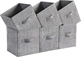 img 4 attached to 📦 SONGMICS Fabric Storage Bins: Cube Baskets, 10.2 x 10.2 x 11 inches, Gray UROB26LG