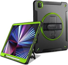 img 4 attached to Miesherk IPad Pro 11 Case 2021 3Rd Generation: Military Grade Heavy Duty Shockproof Protective Cover For IPad 11 Inch 2021 - Pencil Holder - Rotating Stand - Hand/Shoulder Strap - Green