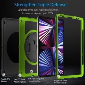 img 2 attached to Miesherk IPad Pro 11 Case 2021 3Rd Generation: Military Grade Heavy Duty Shockproof Protective Cover For IPad 11 Inch 2021 - Pencil Holder - Rotating Stand - Hand/Shoulder Strap - Green