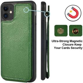 img 1 attached to 📱 ZVE iPhone 11 Wallet Case with Credit Card Holder Slot - Protective Shockproof Pocket Handbag Slim Leather Case for Apple iPhone 11, 6.1 inch - Dark Green