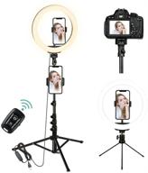 📸 upgraded 10" selfie ring light with 3 color modes, adjustable brightness, extendable tripod stand, phone holders, bluetooth remote shutter for photography, makeup, live stream, youtube logo