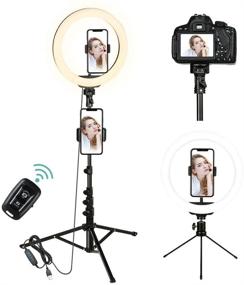 img 4 attached to 📸 Upgraded 10" Selfie Ring Light with 3 Color Modes, Adjustable Brightness, Extendable Tripod Stand, Phone Holders, Bluetooth Remote Shutter for Photography, Makeup, Live Stream, YouTube