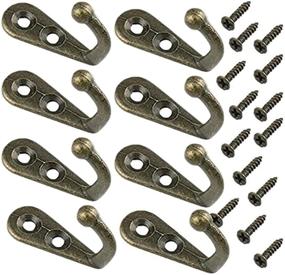 img 4 attached to 🛒 Yansanido Pack of 24 Mini Bronze Tone Vintage Style Double Hole Metal Single Hook Hangers: Convenient Door Hooks with 48 Screws