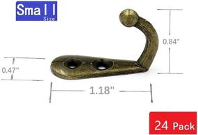 img 3 attached to 🛒 Yansanido Pack of 24 Mini Bronze Tone Vintage Style Double Hole Metal Single Hook Hangers: Convenient Door Hooks with 48 Screws