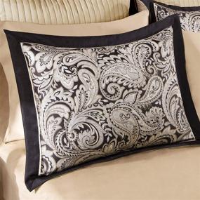 img 2 attached to Madison Park Aubrey King Comforter Set - Bed In A Bag Black Champagne Paisley Jacquard - 12 Piece Ultra Soft Microfiber Bedding Set for Bedroom