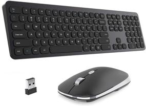 img 4 attached to Compact Full Size Wireless Keyboard and Mouse Combo - 2.4G Ultra-Thin Sleek Design for Windows, Computer, Desktop, PC, Notebook - Black