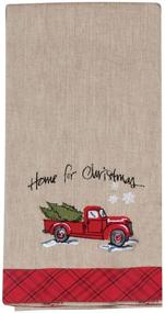 img 1 attached to 🚜 Charming Farm Truck with Tree Snowflakes Home for Christmas Embroidered Tea Towel Set - 2 Pack