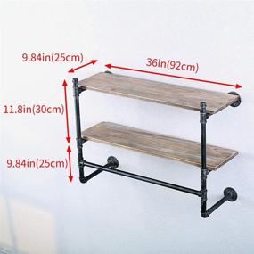 img 1 attached to Industrial Pipe Clothing Rack with Wood Shelf - Wall Mounted Pipe Shelving for Stylish Retail Garment Display (2 Tier, 36in)