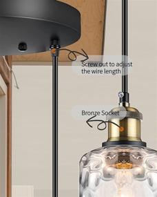 img 2 attached to Подвесной светильник WENFENG с 3-мя лампами, регулируемые освещение для столовой, небольшие подвесные кухонные светильники, подвесной светильник из стекла с эффектом водной волны на бронзовой основе E26 для коридора, спальни, гостиной - 4,2" Ш x 5,3 "В