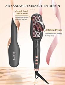 img 1 attached to 🔥 Effortless Hair Styling with LANDOT Hair Straightener Brush: Ionic Infrared Ceramic Technology, Adjustable Temperature, Digital Display, Fast Heating Hot Comb, Anti-Scald Feature