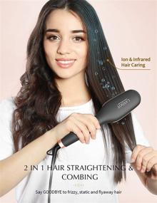 img 3 attached to 🔥 Effortless Hair Styling with LANDOT Hair Straightener Brush: Ionic Infrared Ceramic Technology, Adjustable Temperature, Digital Display, Fast Heating Hot Comb, Anti-Scald Feature