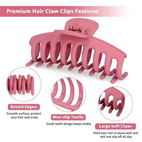 img 3 attached to Sndyi Big Hair Claw Clips, 4.3 Inch Nonslip Large Claw Clips for Thick and Thin Hair, Strong Hold Banana Hair Clips, Matte Jaw Claw Hair Clips for Women and Girls Hair, 4 Color Choices (4PCS)