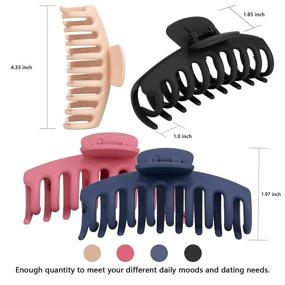 img 1 attached to Sndyi Big Hair Claw Clips, 4.3 Inch Nonslip Large Claw Clips for Thick and Thin Hair, Strong Hold Banana Hair Clips, Matte Jaw Claw Hair Clips for Women and Girls Hair, 4 Color Choices (4PCS)