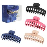 sndyi big hair claw clips, 4.3 inch nonslip large claw clips for thick and thin hair, strong hold banana hair clips, matte jaw claw hair clips for women and girls hair, 4 color choices (4pcs) logo