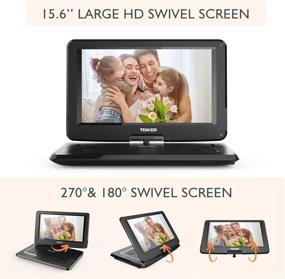 img 3 attached to 📀 TENKER 17.9" Portable DVD Player: Swivel Screen, 4-Hour Battery, SD Card & USB Port, Car Charger - Black