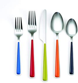 img 2 attached to Fiesta 20-Piece Merengue Flatware Silverware Set: Service for 4, Stainless Steel/ABS, Includes Forks/Knives/Spoons, Multi-Colored