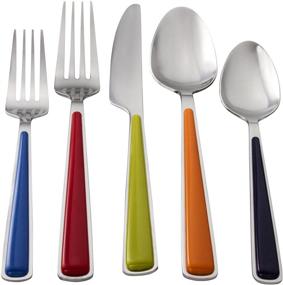 img 3 attached to Fiesta 20-Piece Merengue Flatware Silverware Set: Service for 4, Stainless Steel/ABS, Includes Forks/Knives/Spoons, Multi-Colored