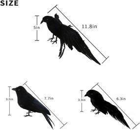 img 2 attached to 🦇 Realistic Handmade Halloween Crow and Raven Decorations - 3 Pack of Fake Crows and Ravens - Black Crows Halloween Decor with Feathered Crow, Flying and Standing Ravens for Outdoor and Indoor Use - Crow Decoration