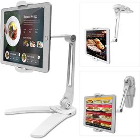 img 4 attached to 📱 AboveTEK Highflex 360 Universal iPad Stand & Phone Holder - Wobble-Free Kitchen Tablet Mount for Countertop and Wall - Includes 3 Free Wall Mounts (White)