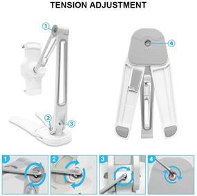 img 2 attached to 📱 AboveTEK Highflex 360 Universal iPad Stand & Phone Holder - Wobble-Free Kitchen Tablet Mount for Countertop and Wall - Includes 3 Free Wall Mounts (White)