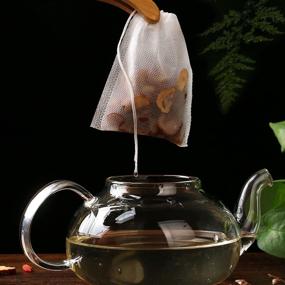 img 1 attached to ☕ 200 Count Empty Cotton Drawstring Seal Filter Tea Bags for Loose Leaf Tea, 3.54 x 2.75 inch, Disposable Tea Filter Bags