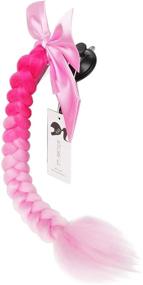 img 4 attached to 🎀 3T-SISTER Gradient Ramp Helmet Pigtails with Suction Cup, Bowknot or Rose for Motor Bike - 24inch, Multiple Colors (Helmet not Included)