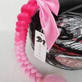 img 2 attached to 🎀 3T-SISTER Gradient Ramp Helmet Pigtails with Suction Cup, Bowknot or Rose for Motor Bike - 24inch, Multiple Colors (Helmet not Included)