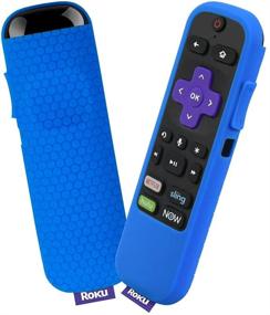 img 4 attached to 📱 Blue Silicone Protective Soft Case: TCL Roku TV Steaming Stick 3600R Remote Control - Honey Comb Series, Lightweight & Shockproof Remote Controller Cover