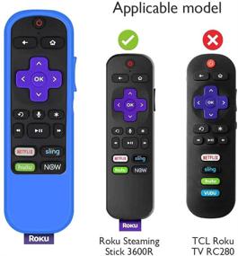 img 1 attached to 📱 Blue Silicone Protective Soft Case: TCL Roku TV Steaming Stick 3600R Remote Control - Honey Comb Series, Lightweight & Shockproof Remote Controller Cover