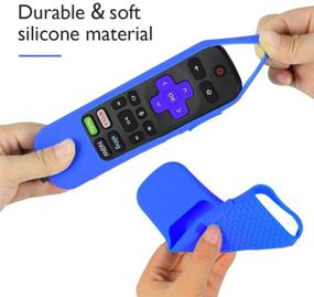 img 2 attached to 📱 Blue Silicone Protective Soft Case: TCL Roku TV Steaming Stick 3600R Remote Control - Honey Comb Series, Lightweight & Shockproof Remote Controller Cover