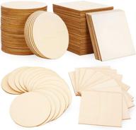 🪵 100 pcs unfinished wood slices: 4x4 inch wood chips for handicrafts, coasters, and diy crafts – includes 50 wood squares and 50 wood circles logo