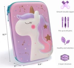 img 3 attached to 🦄 Girls' Unicorn Pencil Case: 3D EVA Cute Large Capacity Pencil Box with Double Zipper – Perfect School Gift for Kids, Boys