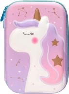 🦄 girls' unicorn pencil case: 3d eva cute large capacity pencil box with double zipper – perfect school gift for kids, boys logo