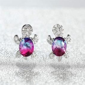 img 2 attached to 🐢 Exquisite Tourmaline Sea Turtle Stud Earrings: Stunning Beach Animal Jewelry for Women and Girls