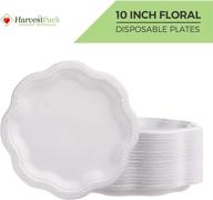 🌸 premium floral shaped plates - acanthus collection, 10-inch, disposable bagasse plates, 100% natural sugarcane fiber, eco-friendly, tree-free, alternative to paper (pack of 50) logo