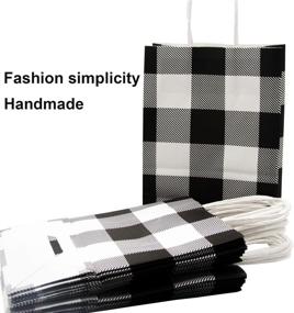 img 2 attached to 🎁 Iceyyyy 15 Pieces Black and White Buffalo Plaid Kraft Bags Paper Gift Bag with Handle for Christmas Parties, Weddings, and Other Celebrations