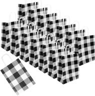 🎁 iceyyyy 15 pieces black and white buffalo plaid kraft bags paper gift bag with handle for christmas parties, weddings, and other celebrations logo