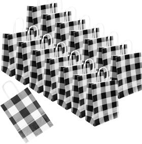 img 4 attached to 🎁 Iceyyyy 15 Pieces Black and White Buffalo Plaid Kraft Bags Paper Gift Bag with Handle for Christmas Parties, Weddings, and Other Celebrations