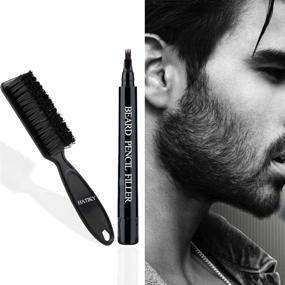 img 1 attached to 🎩 HATIKY Beard Pencil Filler for Men - Waterproof & Sweatproof, Long-Lasting Beard Pen with Micro-Fork Tip Applicator for Natural-Looking Beard, Moustache & Eyebrows (Black)