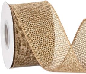 img 2 attached to 🎀 Natural Ribbli Burlap Wired Ribbon, 2.5" x 10 Yards - Solid Wired Edge Ribbon for Big Bows, Wreaths, Tree & Outdoor Decorations