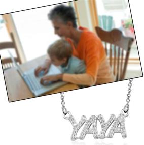 img 2 attached to 👵 ENSIANTH Yaya Necklace Grandma Jewelry - Yaya Letter Necklace for Nana, Mimi, Grammy, Gigi - Perfect Family Gift and Jewelry