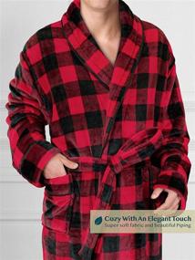 img 1 attached to 🛀 PAVILIA Buffalo Plaid Flannel Bathrobe with Pockets for Men